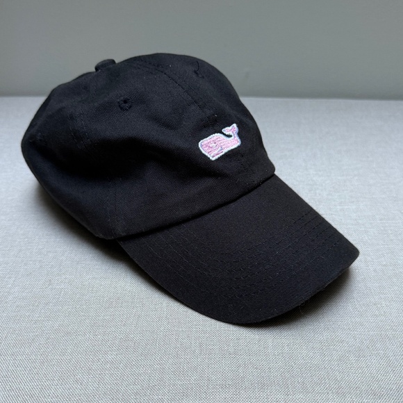 Vineyard Vines By Shep & Ian Black Ball Cap Hat With Pink Whale - Picture 1 of 11